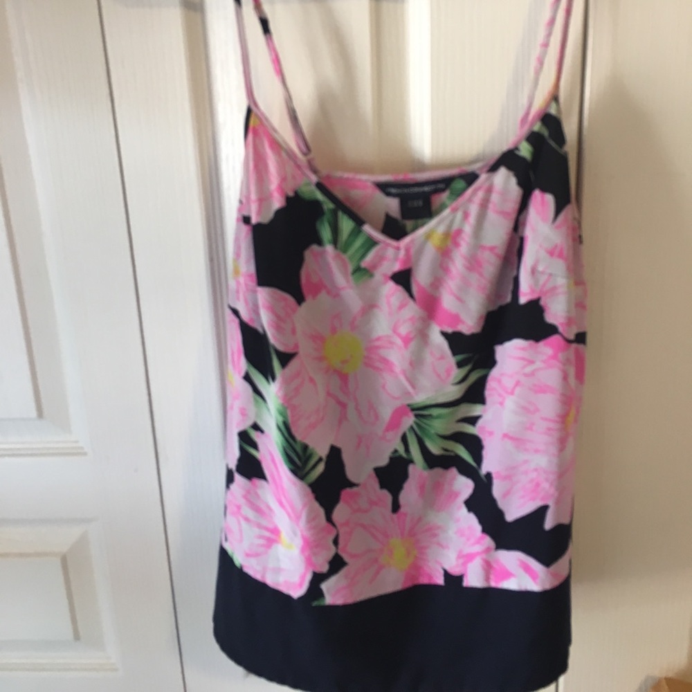French Connection Pink Floral Spaghetti Strap Tank Top